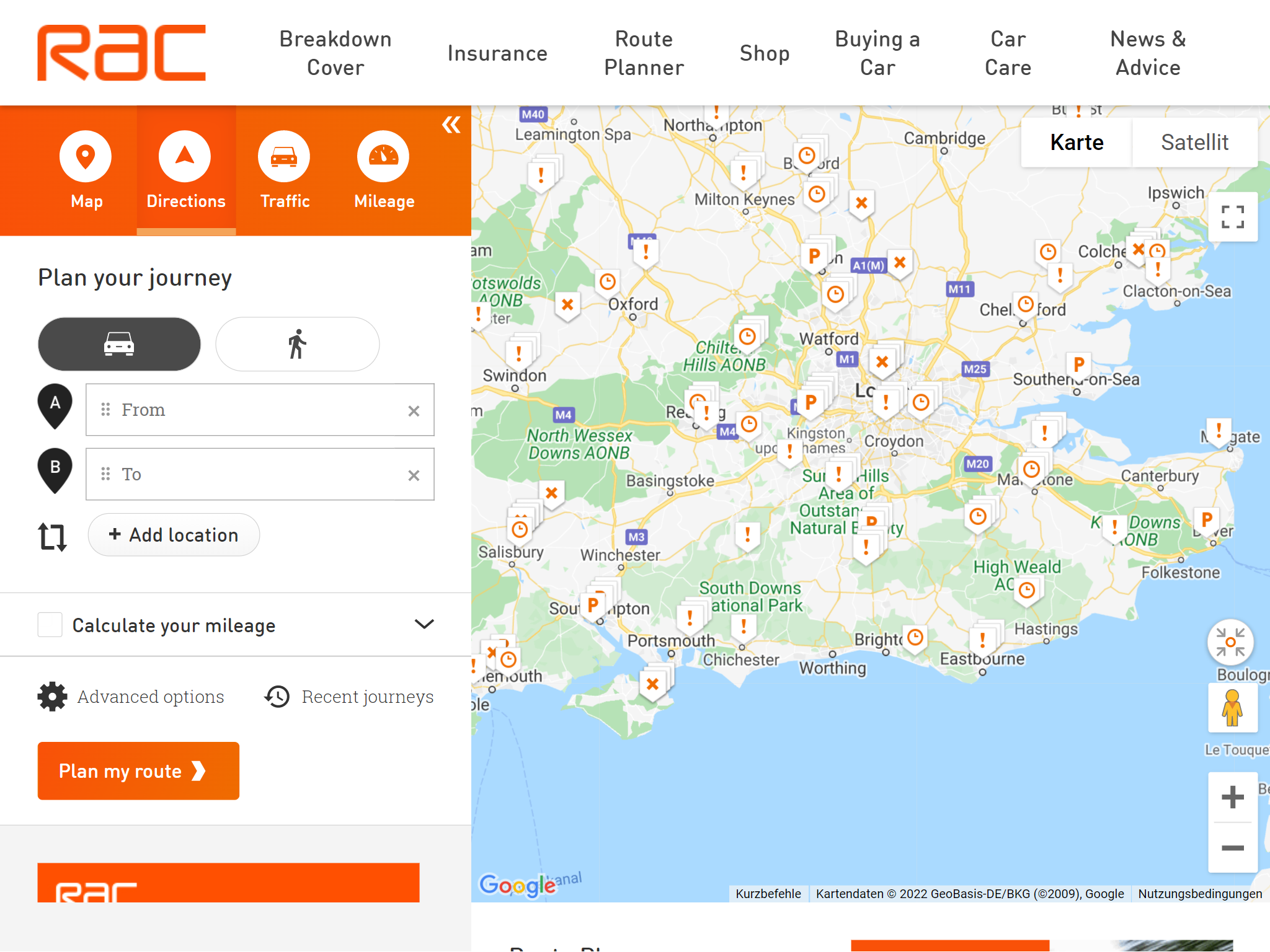  RAC Route Planner Finder Get Driving Directions Maps